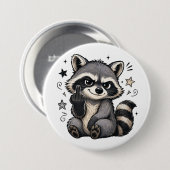 Süßer frecher Waschbär mit Haltung Button (Vorne & Hinten)