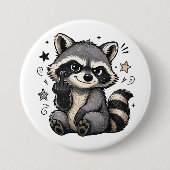 Süßer frecher Waschbär mit Haltung Button (Vorderseite)
