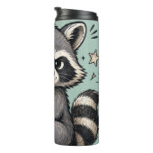 Süßer frecher Waschbär mit Haltung Thermosbecher (Nach rechts gedreht)