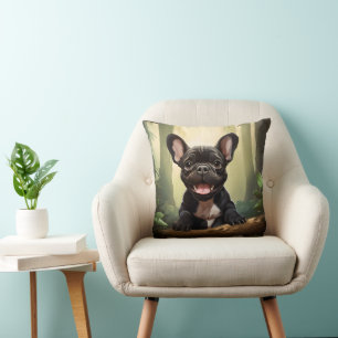 😍Süßer Frenchie-Welpe im Wald Kissen