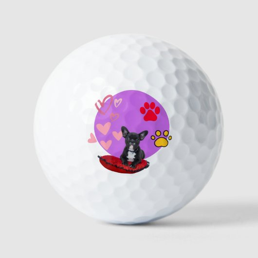 Süßer Frenchie-Welpe mit Herzen Golfball (Vorderseite)