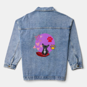 Süßer Frenchie-Welpe mit Herzen  Jeansjacke