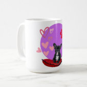 Süßer Frenchie-Welpe mit Herzen Kaffeetasse (Vorderseite Links)