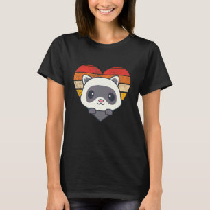 Süßer Frettchen Retro Herzform Vintage T-Shirt