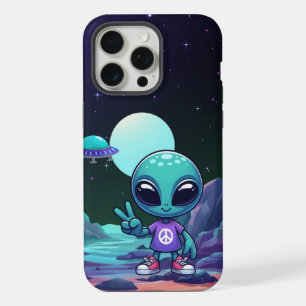 Süßer Friedens-Alien & Raumschiff iPhone 15 Pro Max Hülle