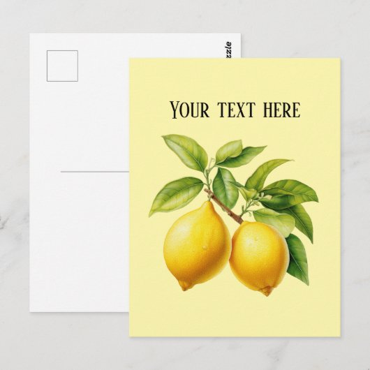Süßer frischer Zitronen-Design Postkarte (Vorne/Hinten)