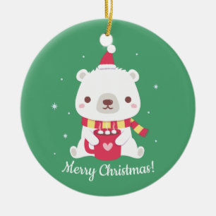 Süßer Frohe Weihnachten Eisbär Keramik Ornament