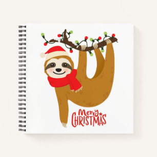 Süßer Frohe Weihnachten Santa Faultier Notizblock