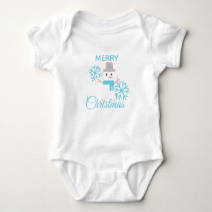 Süßer Frohe Weihnachten Schneemann Schneeflocken C Baby Strampler