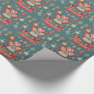 Süßer Frohe Weihnachtsengel und Geschenke Geschenkpapier