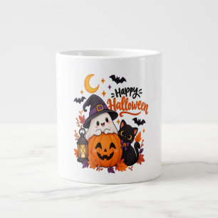 Süßer Froher Halloween-Geist Kürbis Schwarze Katze Jumbo-Tasse