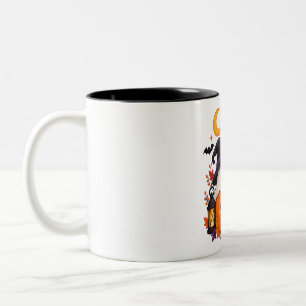 Süßer Froher Halloween-Geist Kürbis Schwarze Katze Zweifarbige Tasse