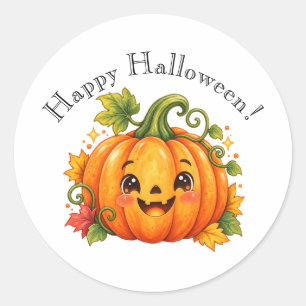 Süßer Froher Halloween-Kürbis-Aufkleber Whimsica Runder Aufkleber