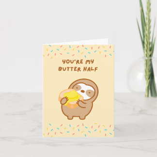Süßer Froher Valentinstag Butter Toast Faultier Karte