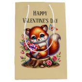 Süßer Froher Valentinstag Fuchs Mittlere Geschenktüte (Vorderseite)