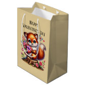 Süßer Froher Valentinstag Fuchs Mittlere Geschenktüte (Rückseite Schrägansicht)