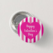 Süßer Froher Valentinstag Hot Pink Gestreift Einfa Button (Vorne & Hinten)
