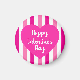 Süßer Froher Valentinstag Hot Pink Gestreift Einfa Magnet