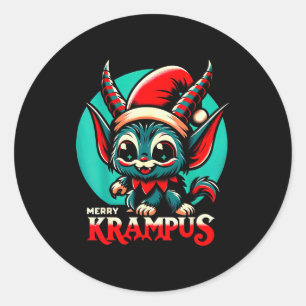 Süßer fröhlicher Krampus Weihnachten Feste 30er Re Runder Aufkleber