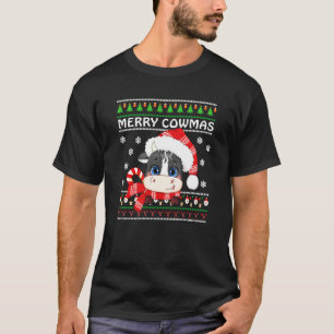 Süßer Fröhlicher Kuhmas Lustiges Tier Hässliches W T-Shirt