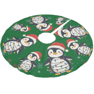 Süßer fröhlicher Pinguin Weihnachtsbaum Zoo Safari Polyester Weihnachtsbaumdecke