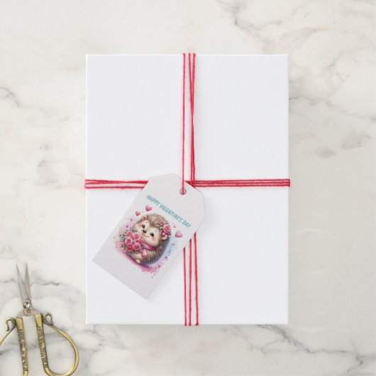 Süßer fröhlicher Valentinstag Igel Geschenkanhänger (Mit Garn)