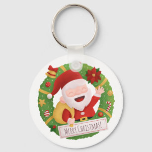 Süßer fröhlicher Vater Weihnachtsmann Kranz Schlüsselanhänger