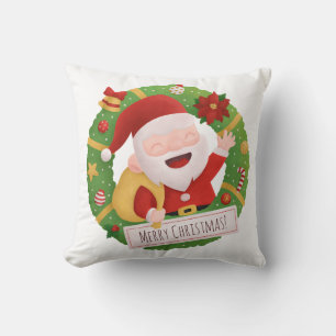 Süßer fröhlicher Weihnachtsmann-Weihnachtskränze-W Kissen