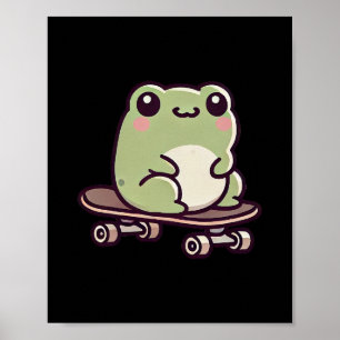 Süßer Frosch auf einem Skateboard Lustiges Skatebo Poster