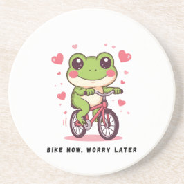 Süßer Frosch fährt Fahrrad | Lustiges Froschliebha Getränkeuntersetzer