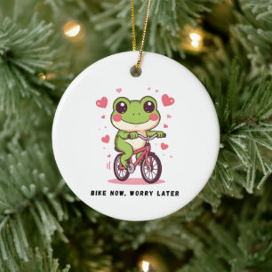 Süßer Frosch fährt Fahrrad Lustiges Froschliebha Keramik Ornament