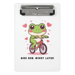 Süßer Frosch fährt Fahrrad Lustiges Froschliebha Mini Klemmbrett