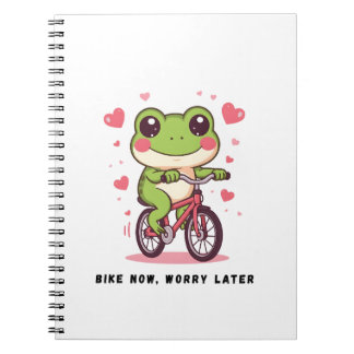 Süßer Frosch fährt Fahrrad | Lustiges Froschliebha Notizblock