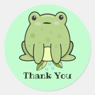 Süßer Frosch Grüne Pastellfarbe Danke Runder Aufkleber