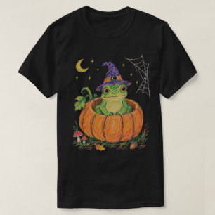 Süßer Frosch Hexe Kürbis Halloween Buntstift Club T-Shirt