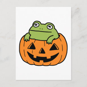 Süßer Frosch in Halloween-Kürbis Feiertagspostkarte