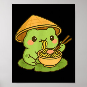 Süßer Frosch isst Ramen Anime Japanische Geschenke Poster