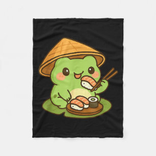 Süßer Frosch isst Sushi Anime Japanische Geschenke Fleecedecke
