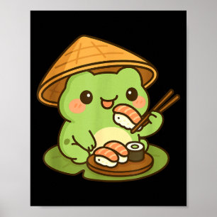 Süßer Frosch isst Sushi Anime Japanische Männer Fr Poster