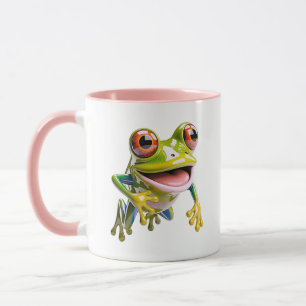 Süßer Frosch Kawaii 3D Laubfrosch Grüner Regenwald Tasse