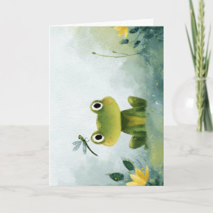 Süßer Frosch & Libelle – Sanfte Natur-Illustration Karte