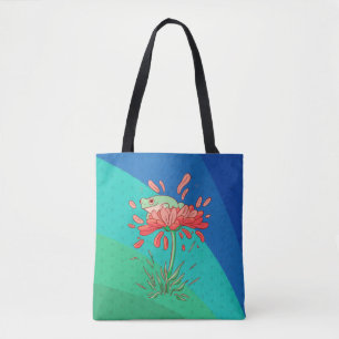 Süßer Frosch mit Blütenblättern Tasche