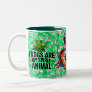 Süßer Frosch mit Cartoon-Frosch-Design für Froschl Zweifarbige Tasse