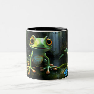 Süßer Frosch mit Cartoon-Frosch-Design für Froschl Zweifarbige Tasse