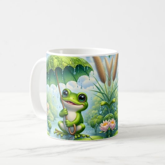 Süßer Frosch mit einem Regenschirm Kaffeetasse (Vorderseite Links)