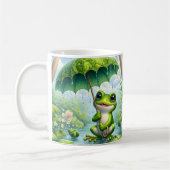 Süßer Frosch mit einem Regenschirm Kaffeetasse (Links)