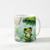 Süßer Frosch mit einem Regenschirm Kaffeetasse (VorderseiteRechts)