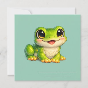 Süßer Frosch mit großen Augen Kawaii-Tierdesign Einladung