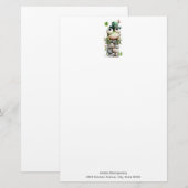 Süßer Frosch mit grüner Mütze und Kleeblatt Briefpapier (Vorne/Hinten)