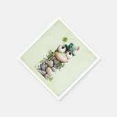 Süßer Frosch mit grüner Mütze und Kleeblatt Serviette (Ecke)